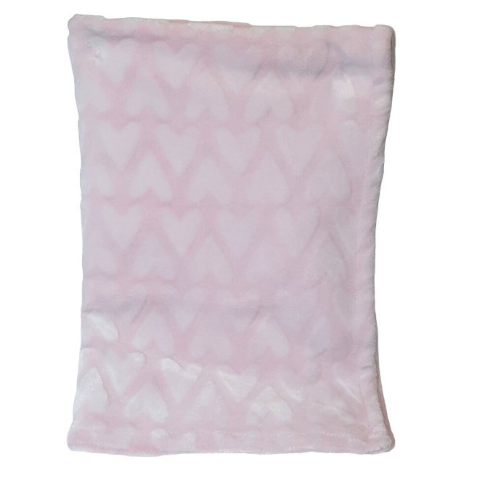 Nuby Embossed Heart Pink Soft Baby Security Lovey Blanket 40" X 30"